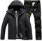 Skianzug-Herren-2-Teilig-Set, Skianzug Herren 2 Teilig Set Winddicht Schneeanzug Mit Kapuze Snowboard Set Wasserdicht Ski Anzug Männer Winter Skibekleidung Warm Skijacke Und Hose Thermoanzug