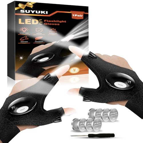 AUTTOYS Geschenke für Männer, Handschuhe mit Licht Angelzubehör, Adventskalender Männer Füllung, Angelzubehör LED Angeln Handschuhe, Handschuhe mit LED Licht