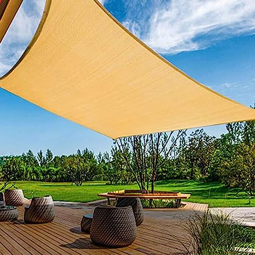Voile d'ombrage beige, 6 x 6 m, filet d'ombrage respirant pour jardin, terrasse, résistant aux UV, pour extérieur, protection solaire