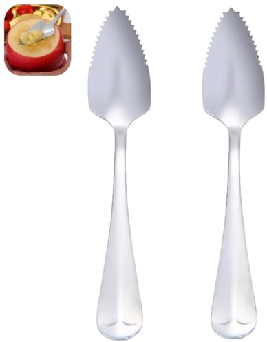 2 Packs Grapefruit Spoon with Serrated Edge Stainless Steel Grapefruit Utensils Tool Dessert Spoons for Citrus Lemon Kiwi Salads Melon Lime Pitaya Apple Fruit Puree