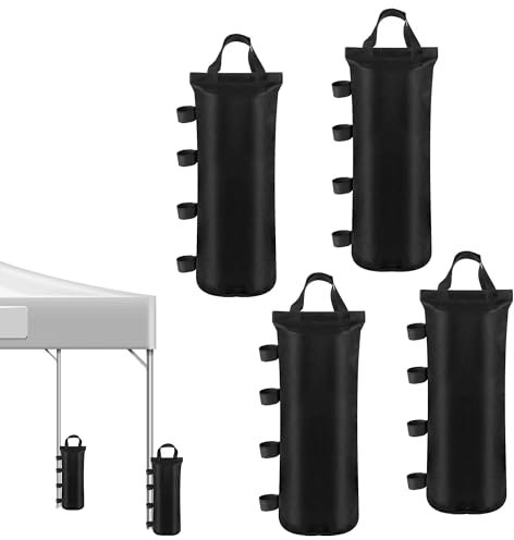 Poids pour Tonnelle, 600D Oxford pour Lestage Tonnelle, Sandbag pour Remplir Les TentéS et Les Pavillons et Parapluie Pliant Bar de Jardin, 4 Pieces, Double-Handled Noir (50 * 22cm)