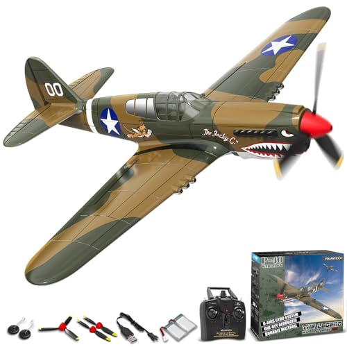volantexrc Avion RC pour débutants, Avion télécommandé 4 canaux P40 RTF avec système de stabilisation Xpilot, acrobaties aériennes à Une Touche pour Adultes