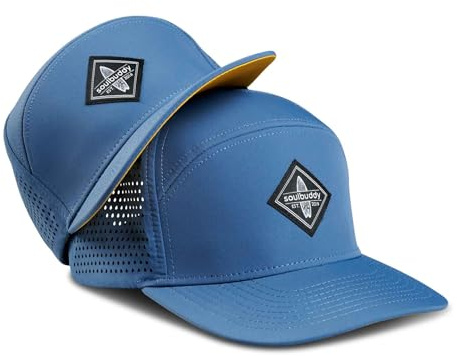 Soulbuddy Performance Cap Herren – 2er-Set Familien Outfit Set – Geschenk für Papa – Muttertagsgeschenk – Geschenke für Männer – Papa Geschenk – Blue-Yellow – 1x One Size und 1x Kids Cap in L