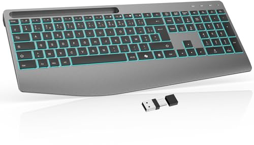 OMOTON Clavier sans Fil AZERTY avec Repose-Poignet Rechargeable 2,4GHz