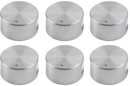 MonoSora Confezione da 6 manopole rotonde in lega di zinco per fornelli a gas, color argento, per stufe da cucina, forni e stufe elettriche