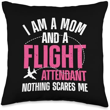 Cool Flight Attendant Design for Mom Women Flight Attendant Throw Pillow