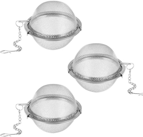 HYFZOD 3 Piezas filtro te, Infusor de bola de té, Bolas de té de acero inoxidable 4,5 cm, Reutilizable y fácil de limpiar, Ideal para teteras, tazas y tazas
