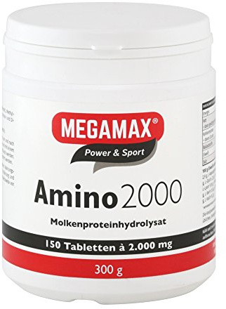 Megamax Amino 2.000 Aminosäuretabletten 150 Tabletten reines Molkenproteinhydrolysat | Amino Komplex mit (BCAA & EAA) inkl. 7 essentiellen Aminos | Muskelaufbau, für Kraftsport und Bodybuilder