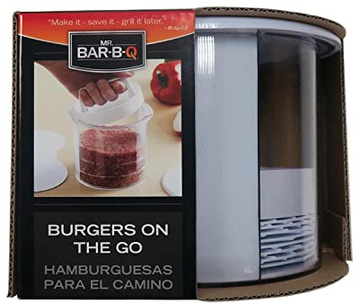 Mr. Bar-B-Q Hamburger Press Patty Maker - Non-Stick Burger Mold Shaper with Freezer Storage Container - 12-Piece Set with 8-Layer Plastic Discs for BBQ Grill - #40231Y