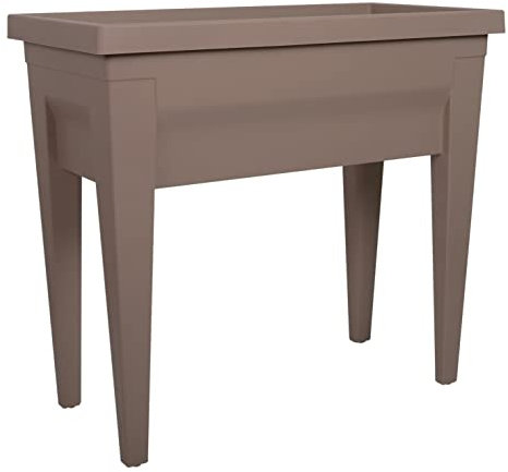 EDA - Espace Potager Veg&Table City 57 L - Zone Rétention d'Eau - Pieds avec Bouchon Evacuation - 76 x 38,5 x 68 cm - Taupe