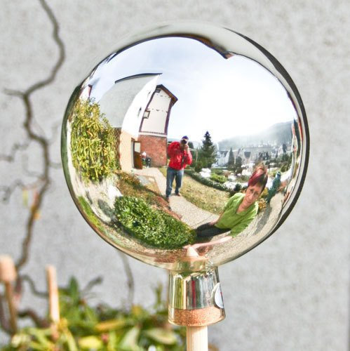 Lauschaer Glaskunst Thüringer Rosenkugel - 15 cm - Silber