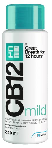 CB12 Enjuague bucal - Combate la causa principal del mal aliento - efecto probado científicamente durante 12 horas - 250ml Menta Suave