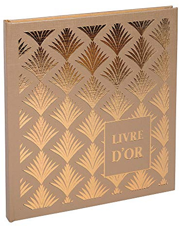 Exacompta - Réf. 9522E - 1 Livre d'or Palmyre - Format carré 21 x 19 cm - Tranche or avec titre - Marquage or rosé - 140 pages blanches unies - Visuel : Nude palmier