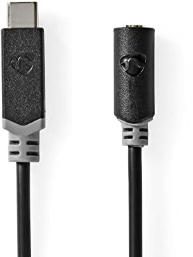 Nedis USB-C™ Adapter | USB 2.0 | USB-C™ Stecker | 3.5 mm Buchse | 1.00 m | Rund | Vergoldet | PVC | Schwarz | Box