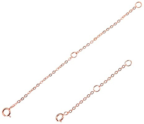 eMagTech 2 st halsband förlängningskedjor S925 sterling silver halsband förlängare tillbehör för gör-det-själv smyckestillverkning halsband armband, Rosa guld