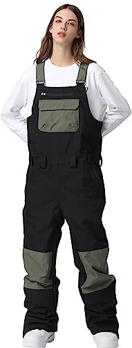 ALSOGO Damen Skihose Winter wasserdichte Winddicht Einstellbare Verschleißfeste Lätzchen Wandern Klettern Isolierte Ski Hosen Black M