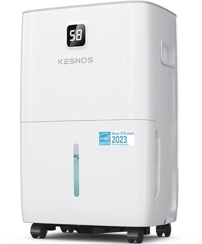 Kesnos 120 Pints Energy Star Dehumidifier for Basement & Home with Drain Hose, Front LED Display and 1.06 Gal Water Tank, Ideal for Large Room up to 6,500 Sq. Ft., Auto Defrost, Timer