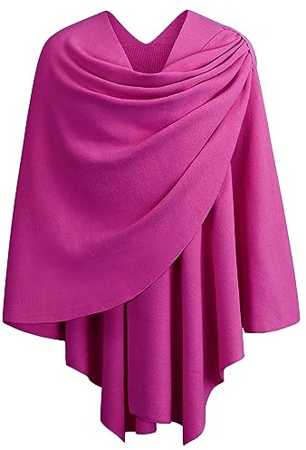 PULI Women Elegant Cross Front Poncho Knit Shawl Wrap for Wedding Evening
