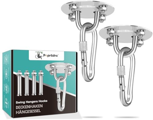 Poprkdre Gancio da soffitto, Staffa da soffitto per Sacco da Boxe in Acciaio Inossidabile Fino a 400 kg, Gancio da soffitto Resistente per Amaca da Sedia sospesa, Sacco da Boxe (2 Pezzi)