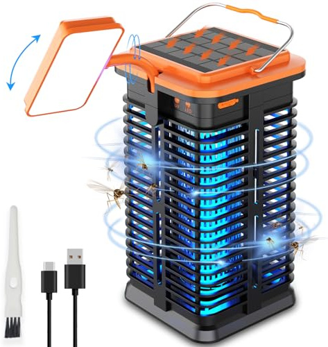 Homesuit Elektrisk mygglampa för insektsbekämpare för utomhusbruk, automatisk mygg- och flugfälla, utomhus, elektrisk myggfälla, lätt att effektivt minska flygande insekter (soluppladdning)