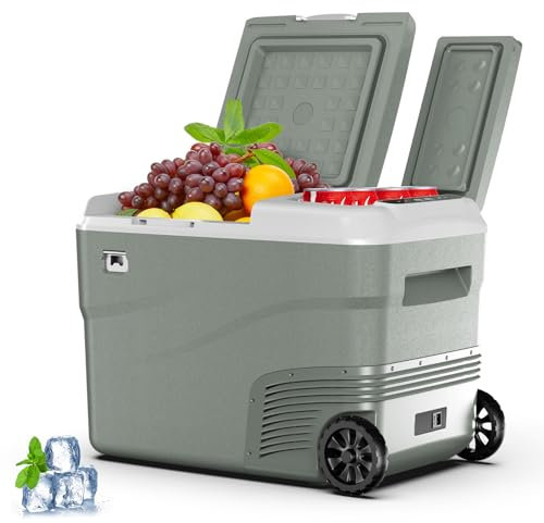 Alpicool Tragbarer elektrischer Kühlschrank, 38 l, doppelte Kühlzone, tragbar, 12 V / 24 V DC 100 ~ 240 Volt AC Kühlschrank Auto -20 ℃ ~ 20 ℃, elektrischer Gefrierschrank für LKW, Boot, Reise,