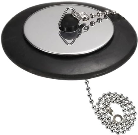 Bouchon de baignoire universel avec chaîne en acier inoxydable de 40 mm, bouchon de rechange de 43 mm à 45 mm, bouchons de vidange en caoutchouc noir pour salle de bain, cuisine, bouchon d'évier