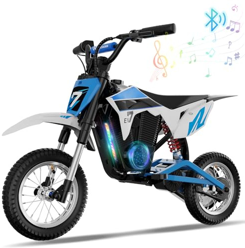EVERCROSS EV12M PRO Kids Ride On Motorcycle, Electric Motorcycle with 300W Motor, 11.18Miles Long-Range, 12'' Pneumatic Tire, Bluetooth Music, Colorful Lights, Motor Cross for 110cm+ Height