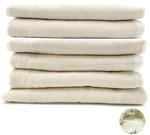 Passiertuch, 6 Stück Käsetuch, Cheesecloth Abseihtuch Passiertuch Wiederverwendbar, Leinentuch Seihtuch Bio Waschbar Cheese Cloth, Nussmilchbeutel Käsetuch Zum Basteln für Fruchtsaft Tofu 60x60cm