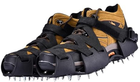 Tacos de tracción para Caminar, Tacos de tracción para crampones,Puños de Nieve de Hielo de 32 Picos para Pesca en Hielo - Clavos de Senderismo de Invierno para Botas y Zapatos, para Hombres, Mujeres