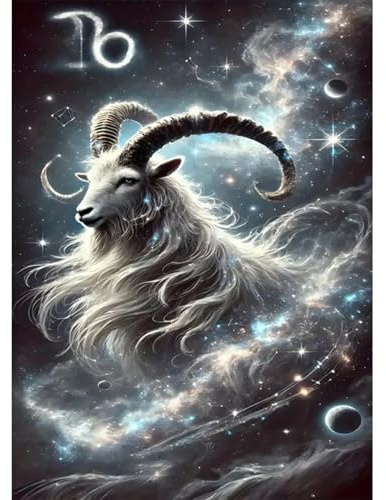GLIDIAM Peinture diamant signe du zodiaque Capricorne - Peinture diamant animaux - 30 x 40 cm - Bricolage complet - Pour adultes - Mosaïque - Broderie au point de croix - Cadeau pour décoration murale