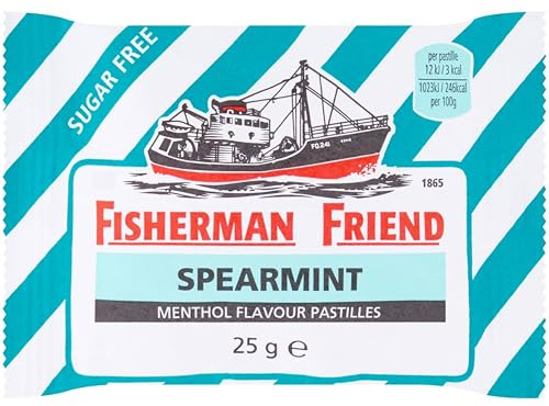 12x Fisher-Man's Friend Spearmint Lozenges – Sugar-Free, Vegan, Halal, Gluten-Free, Kosher, Refreshing Mint Taste, Breath Freshener, Throat Soother, 25g | SterlingSquare