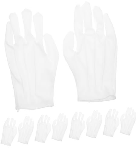 Alipis 10 Paare Gaming-Handschuhe für schwitzige Hände Parade-Handschuhe schwarze Kostümhandschuhe Anti-Vibrationshandschuhe Handschuhe für den Umgang mit Münzen Polyester Weiß