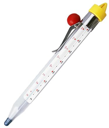 Hemobllo Termómetro para Cocina de Vidrio para Azúcar y Jarabe Práctico y Seguro con Clip para Ollas Color Surtido para Repostería y