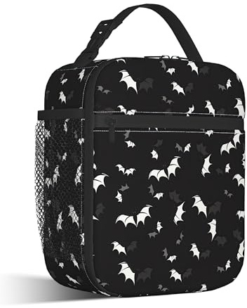 CXULIN Gothic Bats Lunch Box for Men,Halloween Black Lightweight Reusable Lunch Bag for Girls Boys,Portable Insulated Small Cooler Bag for Picnic,Travel,School,Office