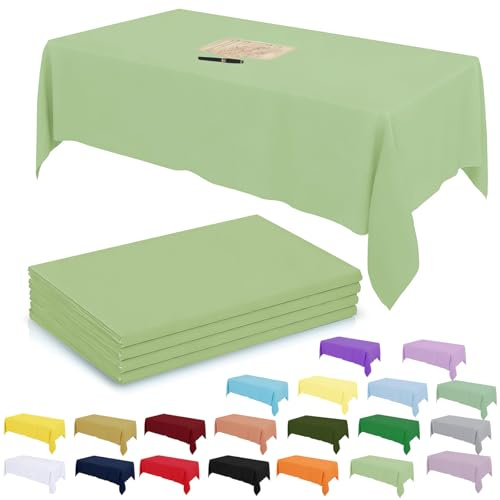 4-pack salviagrön bordsduk, fest för rektangelbord, 137 x 274 cm, dekorativa pappersdukar för fester, engångs, salviagrön, festdekorationer, bordsskydd för picknick, babyshower, födelsedag