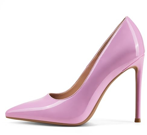 GENSHUO stiletto högklackade, 12 cm/4,72 tum dam pumps party high heels sexig basic skor dam slutna aftonskor lack/mocka, 35EU-40 EU | dampumpar: 10 cm stilettklack, spetsig tå, patentläder, slip-on stängning, vadderad innersula, för kontorsfest bröllop