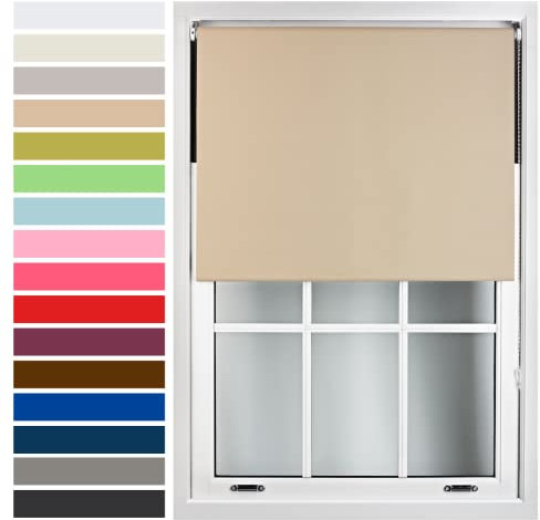 FURNISHED Custom-Made Premium Roller Blinds - Blackout Window Blinds with Metal Fittings - Thermal Insulated and Energy-Efficient - Made to Measure Cappuccino, 180W x 165H cm