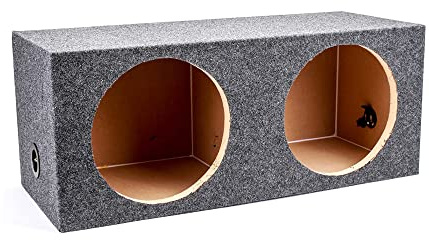 QPower 12 Inch Heavy-Duty Dual Sealed Carpet Covered Durable Car Audio Vehicle Subwoofer Enclosure Woofer Box, Charcoal Gray