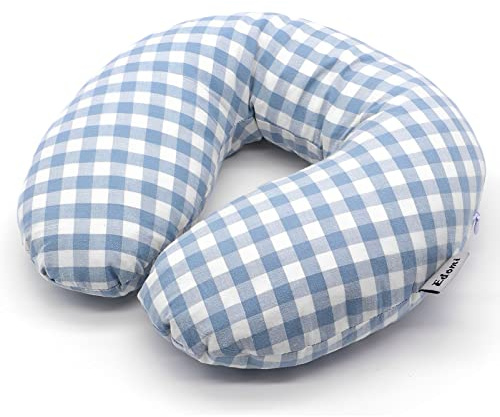 Edomi Buckwheat Pillow for Side Sleepers Cervical Neck Cooling Pillows U Shaped Pillow Ergonomic Travel Head Pillow for Sleeping Buckwheat Hulls Filling Removable Cotton Cover (12x12 inch, Blue)