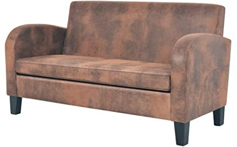 vidaXL 2-sitsig soffa syntetisk mocka brun möbler vardagsrum soffa fåtölj
