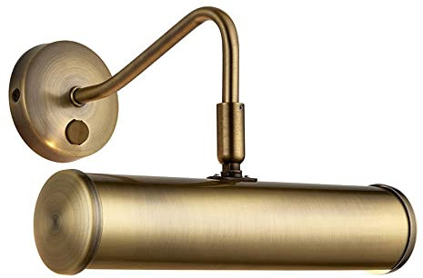 National Lighting Traditional Decorative Picture Light - Antique Brass Finish LED Picture/Display Wall Lamp with Rocker Switch 230mm - Compatible with 6.2W LED E14 (Not Included)