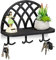 Relaxdays Mensola Portachiavi, Ripiani e Ganci, Design Vintage, in Ghisa e Legno, da Parete, HxLxP: 23x27x12 cm, Nero