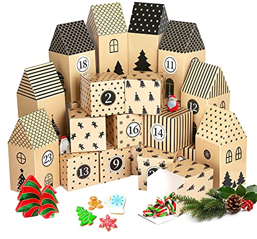 KESOTE 24 Empty Advent Calendar Boxes to Fill, Christmas Advent Calendar 2025 for Adults Countdown to Christmas Gift Box Party Favor Box