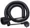 Schutzkontakt-Spiralverlängerung, Schutzkontakt Spiralleitung (230V/16A), 0,8 m auf 2m Dehnbares Spiral-Kabel mit Schutzkontaktwickelstecker & Schutzkontaktkupplung, PVC Verlängerungskabel, Schwarz