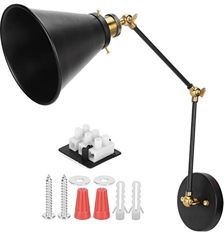 Svängarm Vägglampa, Vägglampa E27 Vintage Industriell Metall Vägglampa Arm Justerbar Säng Läslampa AC85‑265V Väggmonterad Lampa, för Väggmonterade Sovrum kristallkrona