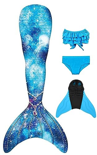 DNFUN Kinder Mädchen Bikini Cosplay Badeanzug mit Monoflosse