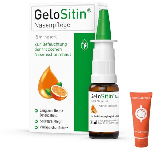 GeloSitin Nasenpflege, Nasenöl 15 ml I zur Befeuchtung der trockenen Nasenschleimhaut I Bei Krusten- und Borkenbildung I Sesamöl I Spar-Set plus Pharma Perle give-away (Gelositin Nasenpflege 1x 15 ml)
