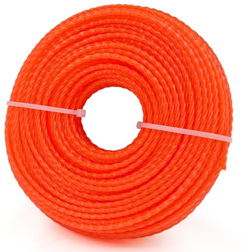 Akuoly Mähfaden 100m Trimmerfaden 2,4 mm für Rasentrimmer, Nylon Rasentrimmerfaden für Unkraut, Dickes Gras und Gartenarbeit, Orange