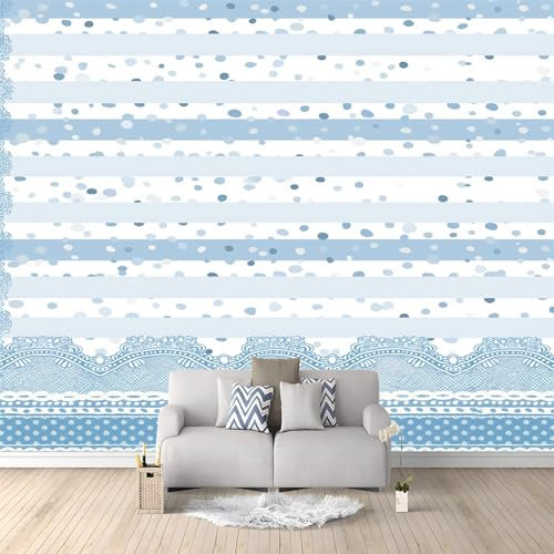 Moda Art Papel Tapiz Rayas Azul Claro Arte 3D Mural De Papel Pintado Fotomural Decoración De Papel Tapiz Fondo de Pared de Tv de Fotografía 400x280 cm