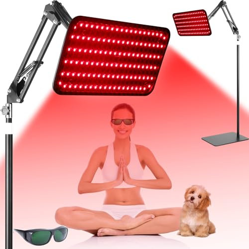 RAIPATH Red Light Therapy for Face Body Use, 3 in 1 Chip 940nm Red Infrared Light Therapy Lamp for Full Body, Extra Large High Power Panel, Adjustable Stand & Timer for Home Office Relaxation